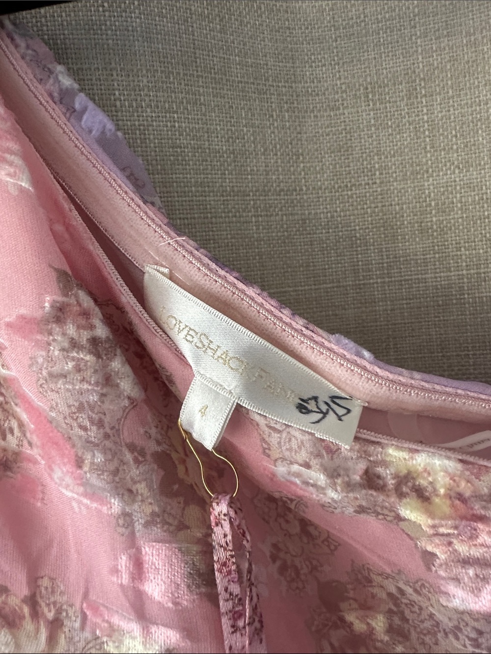 LoveShackFancy Zietta Pink and Lavender One-Shoulder Floral Ruffle Dress 4 NWT - Picture 7 of 7